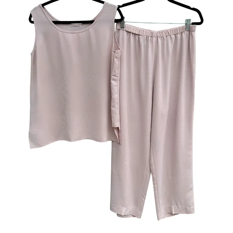 Da Rue For Draper & Damons Sleeveless Blush Pink Side Vent Top & Pants Set 14 Slim-Fit Leggings