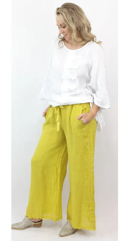 DERON Linen pants Comfy Zip-Up Pants