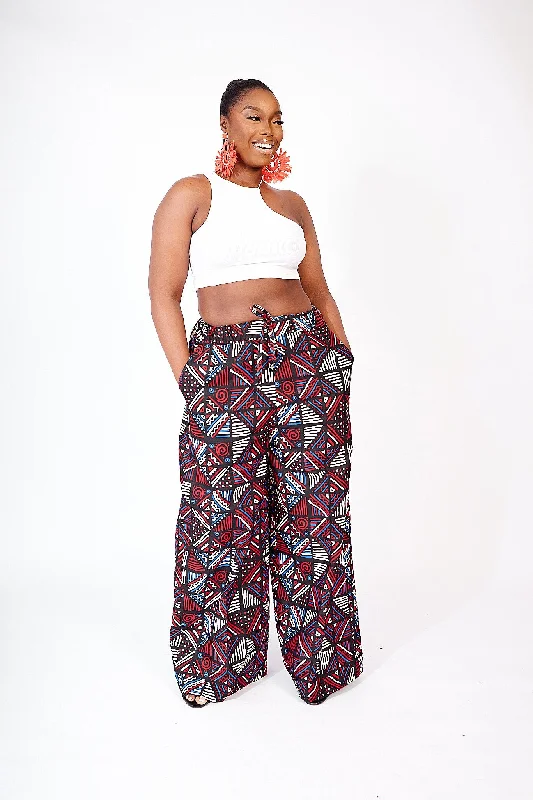 SUBOMI AFRICAN PRINT WIDE LEG PANTS Relaxed Linen Pants