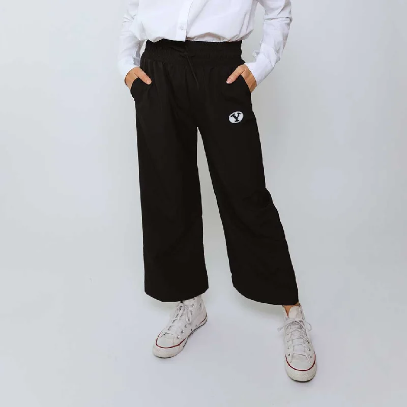 BYU Audrey Wide Leg Pants, Black Soft Stretch Trousers