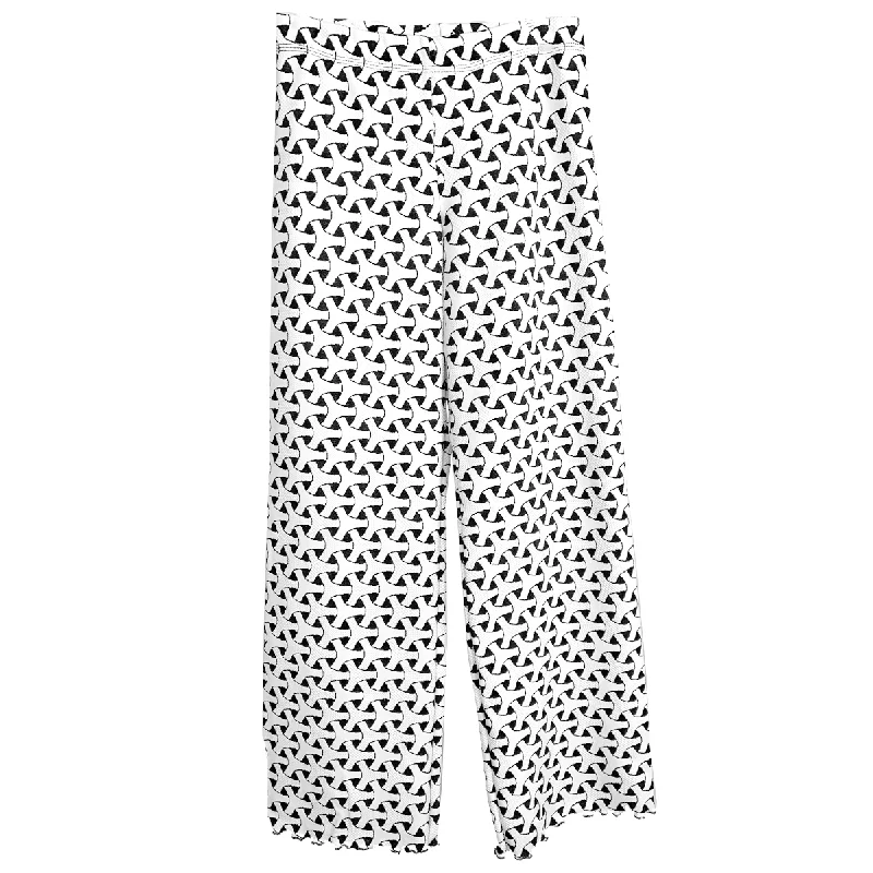 White Princi Jacquard Knit Energy Pant Elegant High-Waist Pants