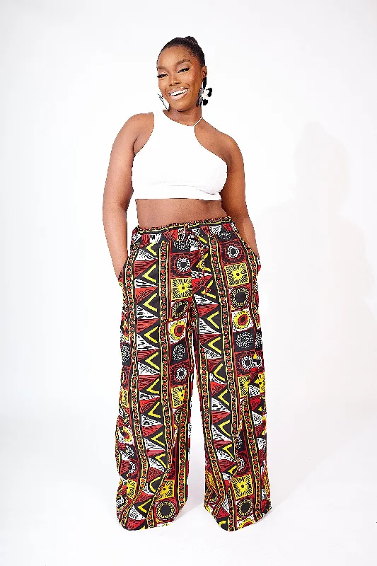 AFRICAN PRINT TOPE WIDE LEG PANTS Trendy Wide-Legged Trousers