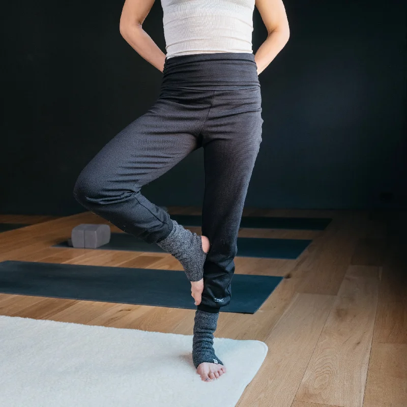 Organic Merino Wool/Silk Yoga Pants - Black (Women's S-XL) Warm Wool Trousers