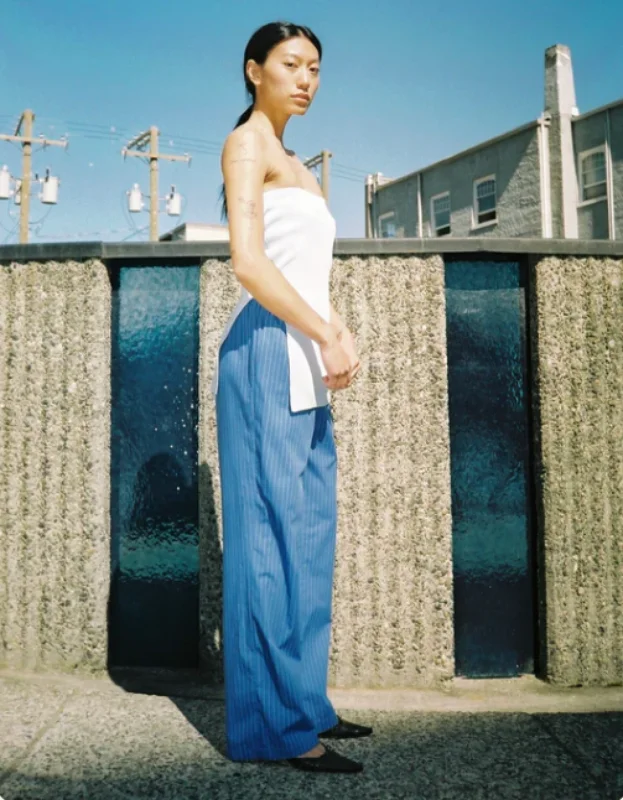 Street Pant in Blue Miro Elegant High-Waist Pants