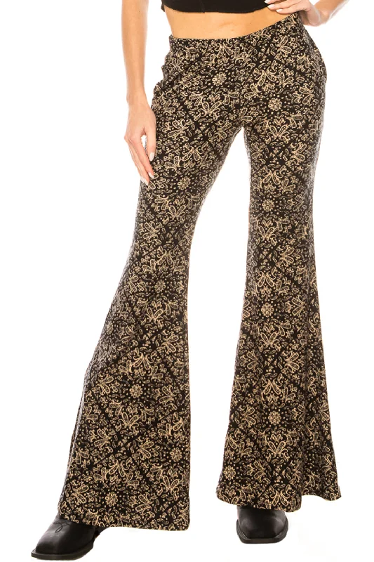 PAISLEY FLARE BELL BOTTOM PANTS Classic Cropped Pants