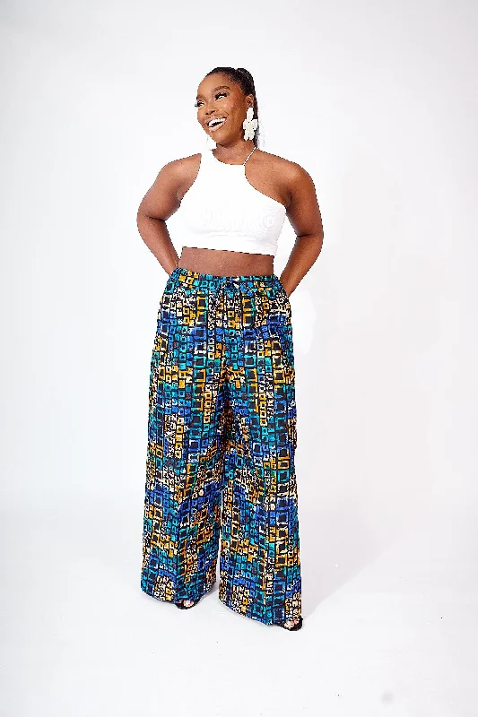 KAYIN AFRICAN PRINT WIDE LEG PANTS Comfortable Pleated Pants