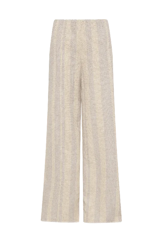 SAO PAULO PANT - SAND/SKYBLUE STRIPE Trendy High-Waist Trousers