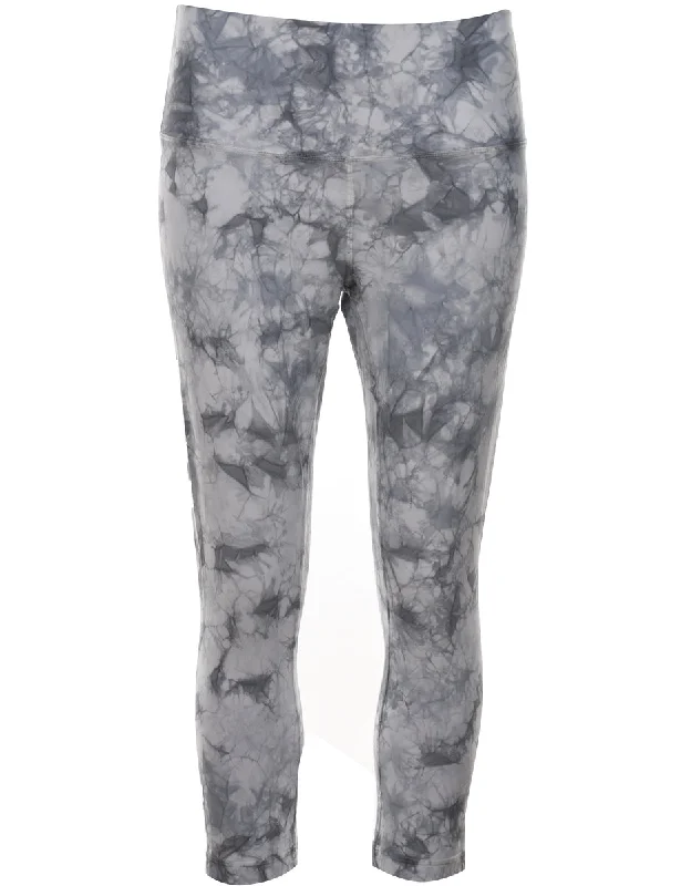 Tie-dye Effect Workout Pants - W28 L21 Stylish Elastic Waist Pants