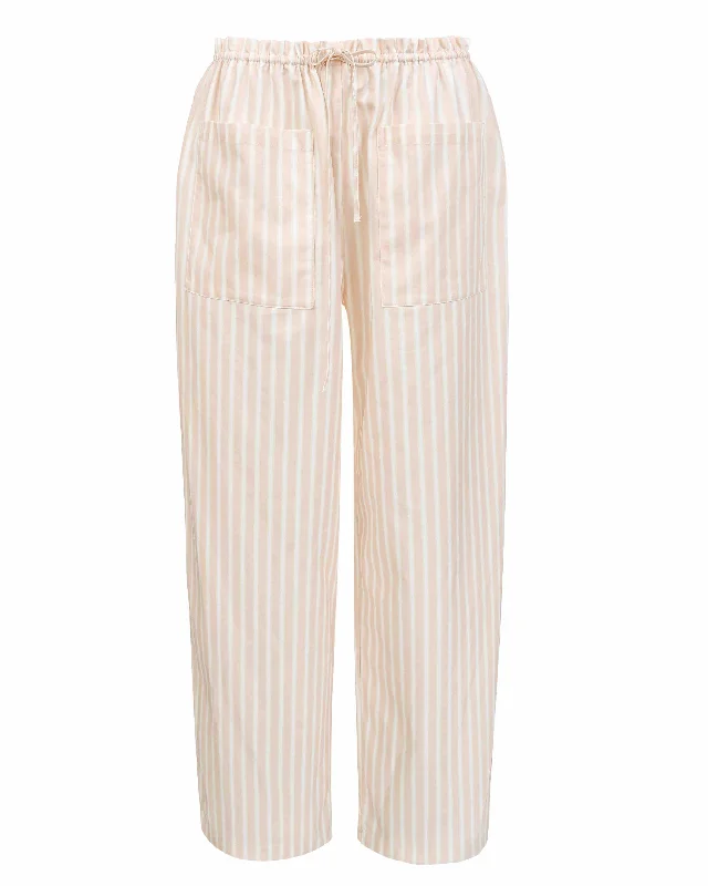 Dream Lounge Pants - Blush Stripe Comfy Zip-Up Pants