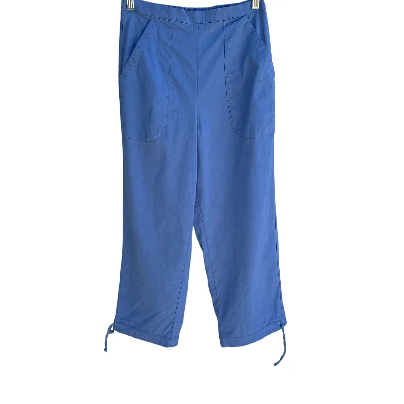 Caribou Vintage Womens Blue Flat Front Capri Stretch Drawstring Hem Pants - Med Relaxed Fit Trousers