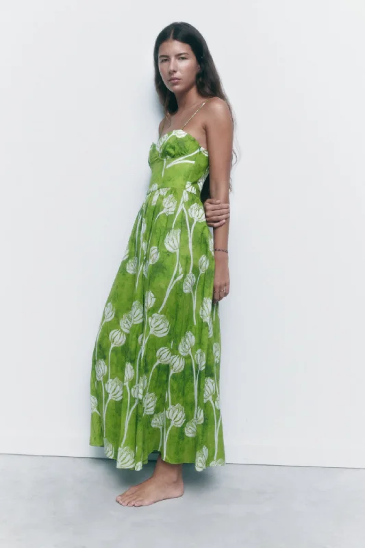 SPAGHETTI STRAP PRINTED DRESS