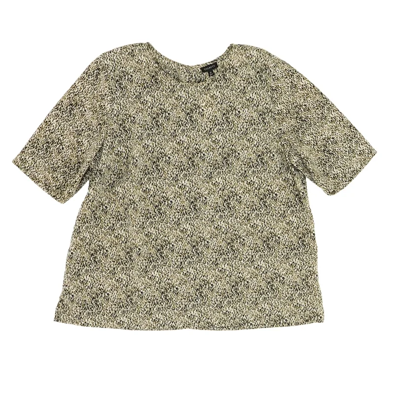 Beige Animal Print Short Sleeve Blouse Office-Ready Blouse