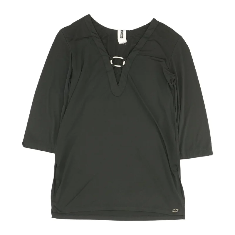 Black Solid 3/4 Sleeve Blouse Classic Striped Blouse