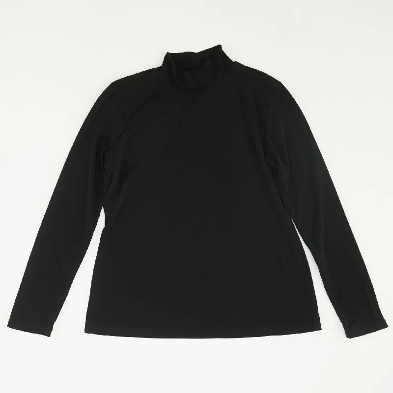 Black Solid Long Sleeve Blouse Flowy Bohemian Blouse