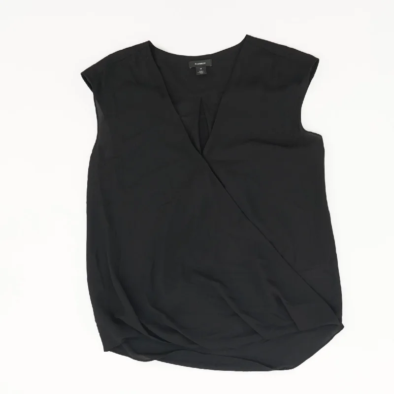 Black Solid Sleeveless Blouse Classic Minimalist Blouse