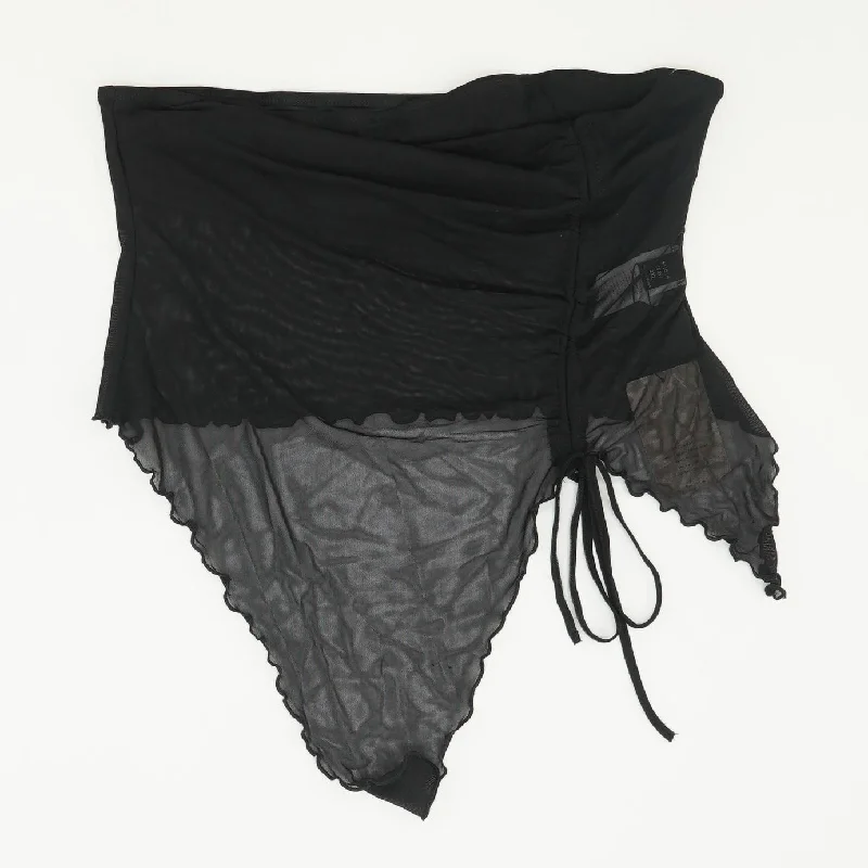 Black Solid Sleeveless Blouse Satin Drape Blouse