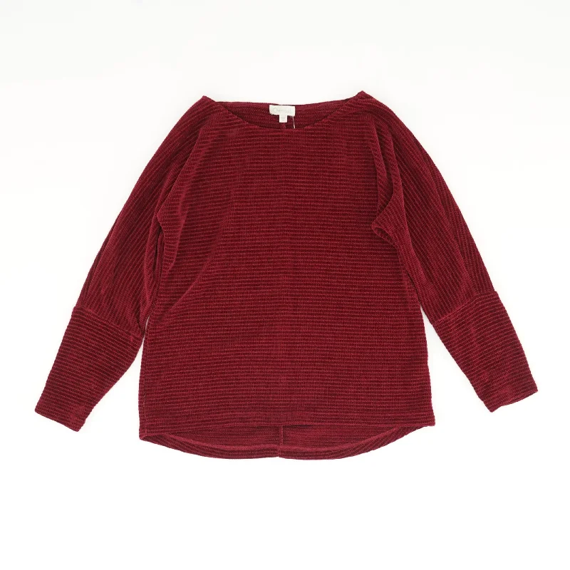 Burgundy Solid Long Sleeve Blouse Sleeveless Chiffon Blouse