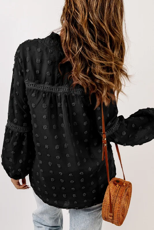 Cute Dotted Blouse Chic Square Blouse