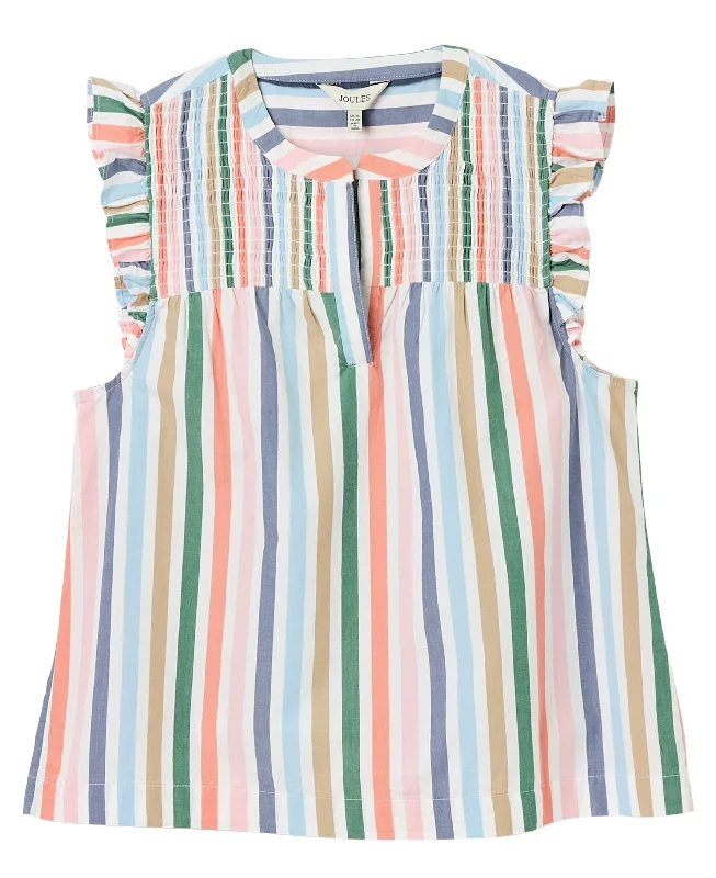 Cynthia Striped Cotton Blouse - Multi Side Tie Blouse