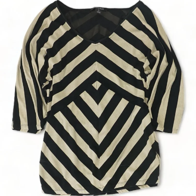 Gold Chevron 3/4 Sleeve Blouse Vintage Polka Blouse