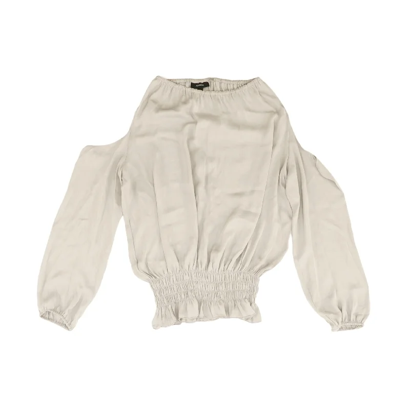 Gray Solid Long Sleeve Blouse Double Button Blouse