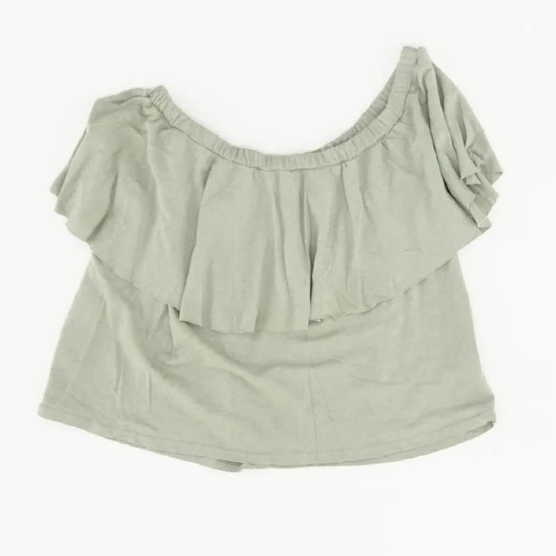 Green Solid Short Sleeve Blouse Smart Casual Blouse