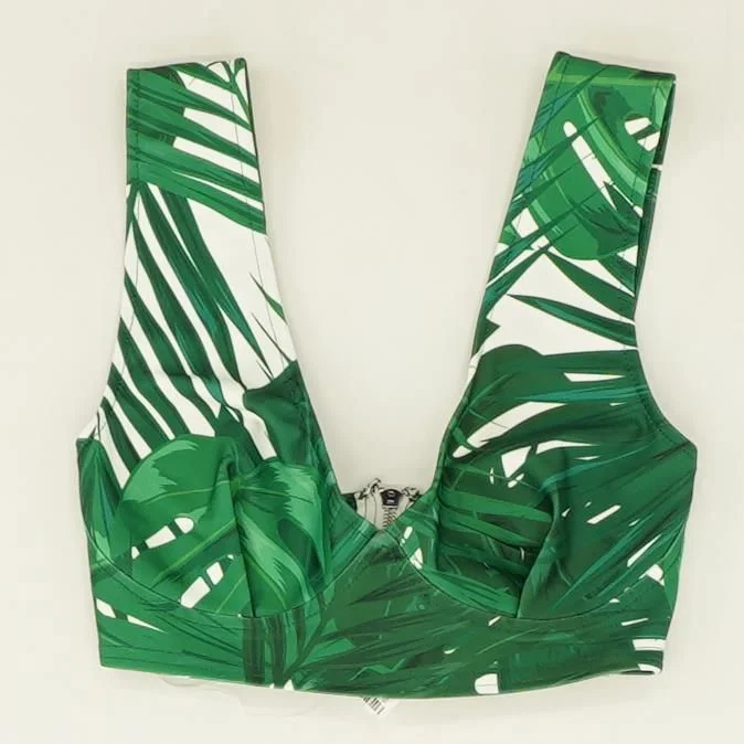 Green Tropical Sleeveless Blouse Boho Printed Blouse