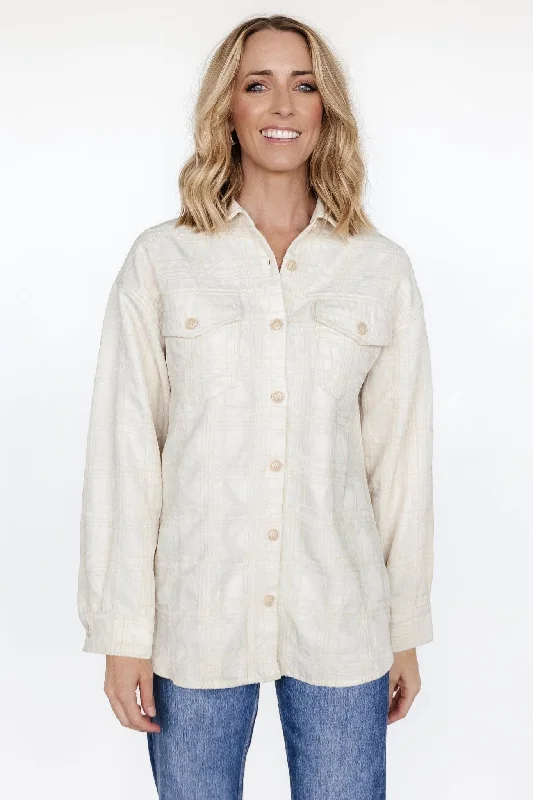 Joanna Plaid Shacket | Cream + Natural Vintage Lace Blouse