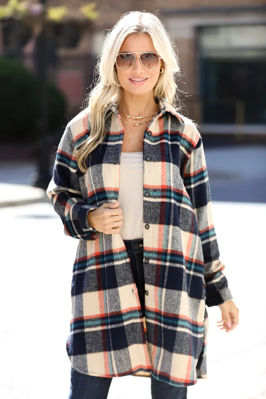 Poised Passion Plaid Shacket Floral Chiffon Blouse