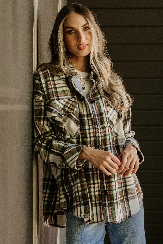 Polson Plaid Shacket | Ivory Multi Soft Satin Blouse