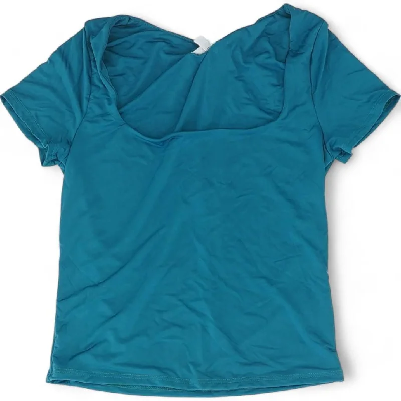 Teal Solid Short Sleeve Blouse Soft Modal Blouse