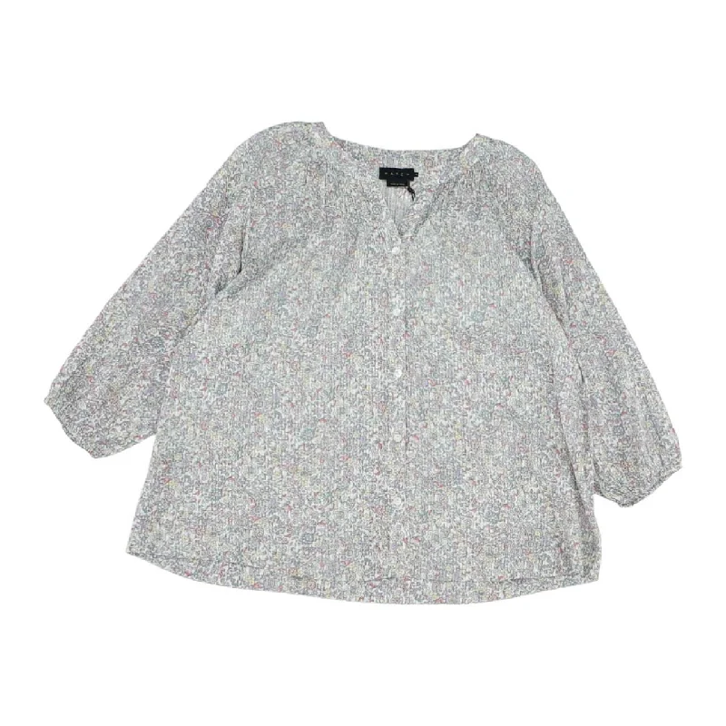 White Floral 3/4 Sleeve Blouse Office Formal Blouse