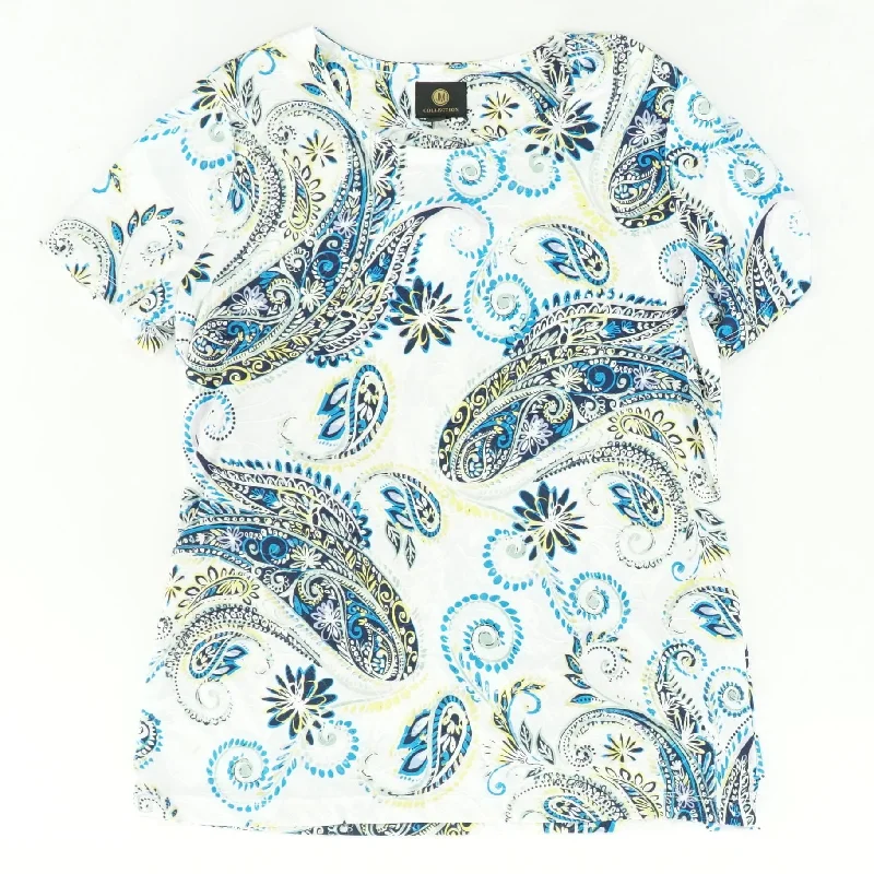 White Paisley Short Sleeve Blouse Peter Pan Collar Blouse