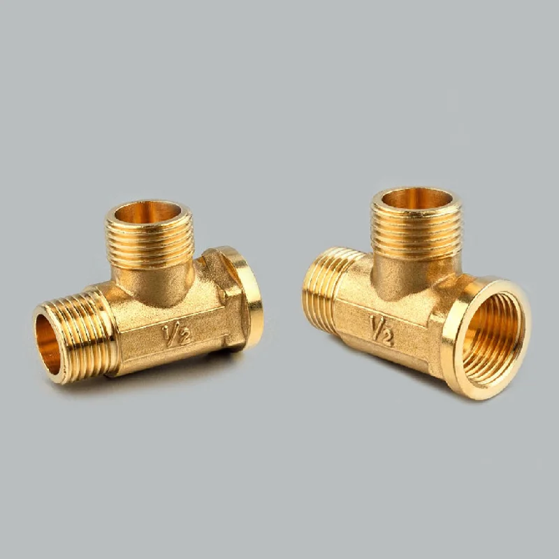 Maxbell 1/2" // 3 Way Brass Male Male Female Tee Fitting Pipe Connector T-Junction - Thickened Wall - High and Low Temperature Resistant Graphic Embroidered Appliqued Maxbell 1/2" // 3 Way Brass Male Male Female Tee Fitting Pipe Connector T-Junction - Thickened Wall - High and Low Temperature Resistant Graphic Embroidered Appliqued