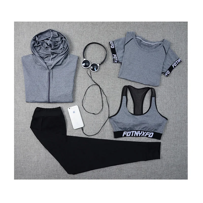 2018 Women Yoga Set 4 Pcs Fitness Plus Size Jogging Sport Suit Breathable Exercise Jackets T-Shirt Pants Sports Bras Gym Clothes Elasticated Padded Insulated 2018 Women Yoga Set 4 Pcs Fitness Plus Size Jogging Sport Suit Breathable Exercise Jackets T-Shirt Pants Sports Bras Gym Clothes Elasticated Padded Insulated