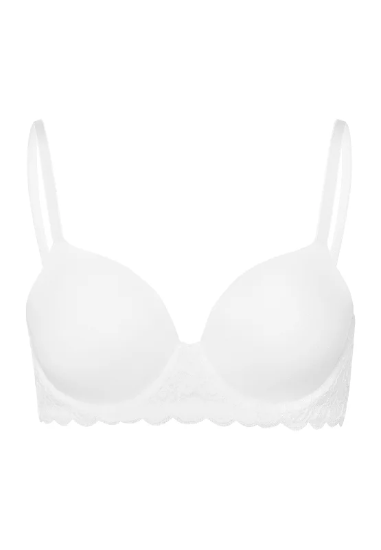 Luxury Moments Lace T-Shirt Bra | White 71503-101 Basic T-Shirt Crew Neck Short Sleeve