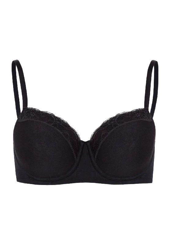 Cotton Lace Spacer T-Shirt Bra | Black 72433-019 Thin T-Shirt Open Front Quick Dry