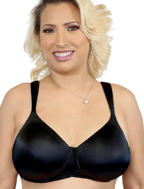 American Breast Care 516 Silhouette T-Shirt Bra Black | Black Mastectomy T-Shirt Bra | Pocketed T-Shirt Bras Zippered Front Buttoned Front Snap Front