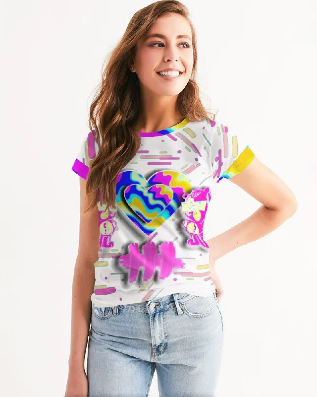 Babi Stylish " Mad Bear 2 To Care " Women's All-Over Print Tee Lace Blend Ribbed Blend Corduroy Blend