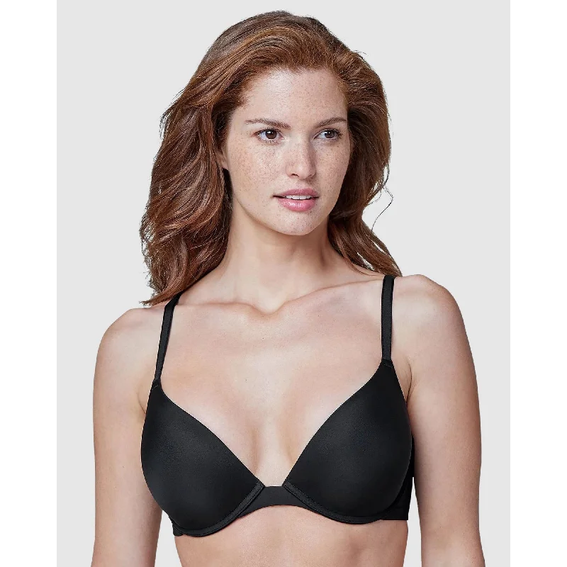 Breathless Wired Plunge Push Up T-Shirt Bra Black Cozy Warm Stylish