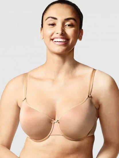 Chantelle Basic Invisible Memory Foam T-Shirt Bra - Toffee Spandex Blend Rayon Blend Denim Blend