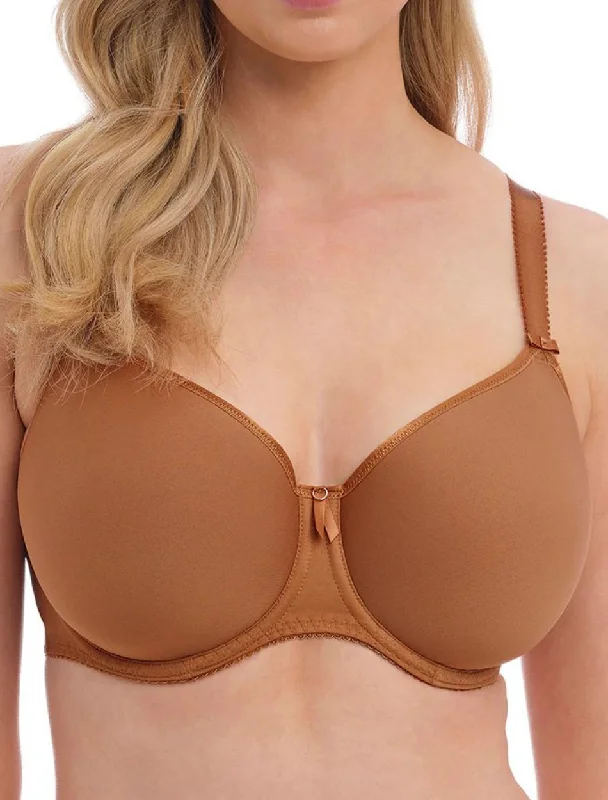 Fantasie Rebecca Essentials Underwire Moulded Bra, Cinnamon | Cinnamon Molded Bra | Cinnamon T-Shirt Bra | Cinnamon Fantasie Bra Houndstooth Herringbone Solid