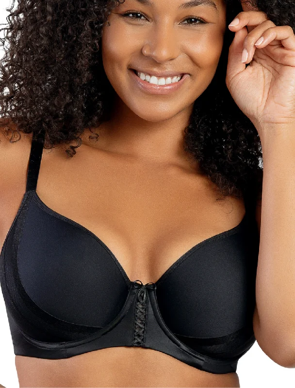 Parfait Shea Molded Spacer Bra Underwired T-Shirt Bra, Black | Black Parfait Molded Bra | Black Molded Spacer Bras V-Neck T-Shirt Long Sleeve Cotton