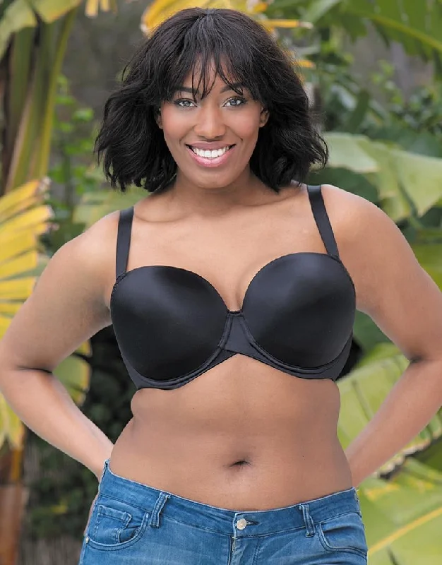 Curvy Kate Smoothie T-Shirt Bra Black Mesh Blend Leather Blend Suede Blend