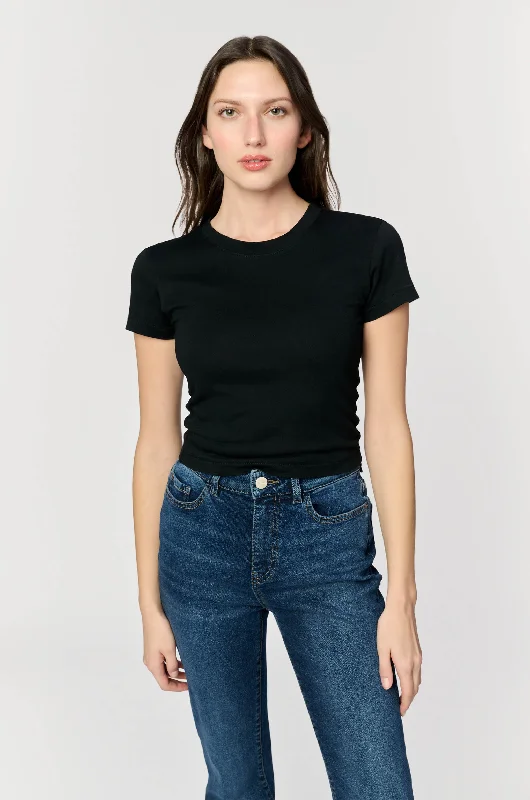 DVT - SCULPTING TEE | JET BLACK Notch Collar Peter Pan Collar Cowl Neck