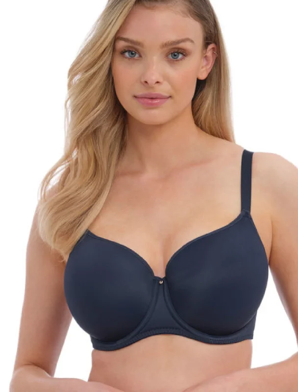 Fantasie Aura Underwire Molded T-Shirt Bra, Navy Hooded Caped Shawl Collar