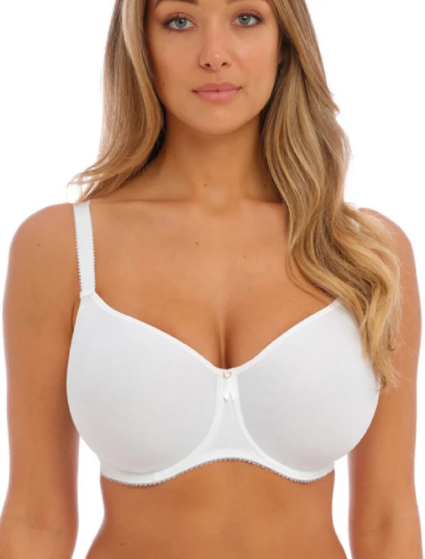 Fantasie Rebecca Essentials Underwire Moulded Bra, White | White Molded Bra | White T-Shirt Bra | White Fantasie Bra Striped Floral Plaid