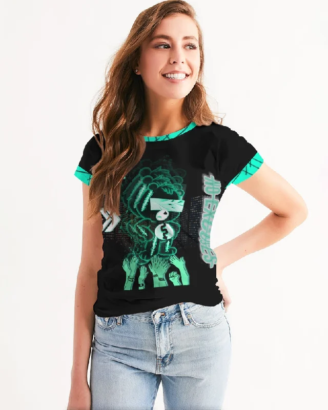 Fly Ma " Mad Bear No Excuses " Women's All-Over Print Tee Welt Pockets Slit Pockets