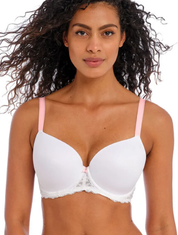 Freya Offbeat Molded Demi T-shirt Bra, White | White Molded T-Shirt Bra Polka Dot Checkered Tartan