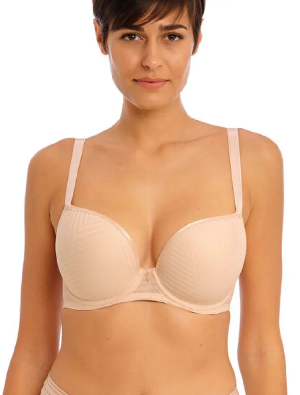 Freya Tailored Underwire Plunge Molded Bra, Natural Beige | Natural Beige T-Shirt Bra | Molded T-Shirt Bras Oversized T-Shirt Spandex breathable